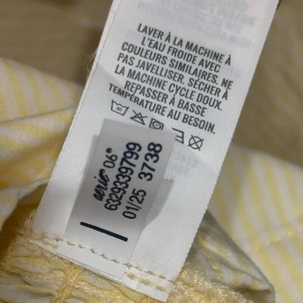 NWT Aerie Pastel Yellow Striped Puff Sleeve Crop Top Size Medium - Picture 6 of 7